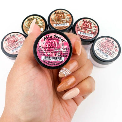 Swatch of Rosegold Acrylic Powder Collection 6pc By Mia Secret